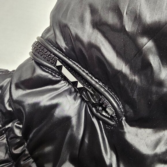 Puffer Quilt Black Womens BCBG Maxazria Womens Jacket Coat Belt Full Zip Long S - Picture 4 of 15